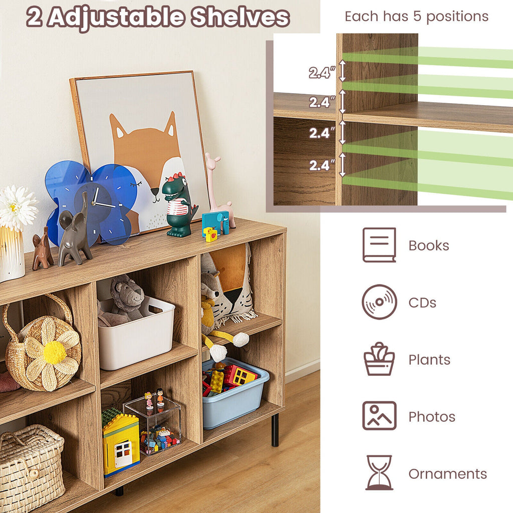 Open-Back Bookshelf with Drawer for Study-Natural