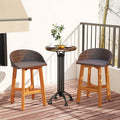 Outdoor Faux Rattan Bar Chairs Set of 2 with Ergonomic Backrests and Footrests-Brown