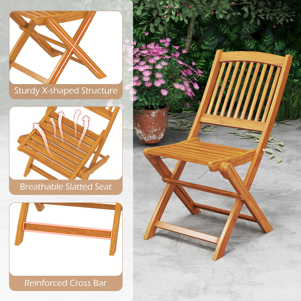 Outdoor Folding Chairs with Seat Cushions Set of 2-Beige