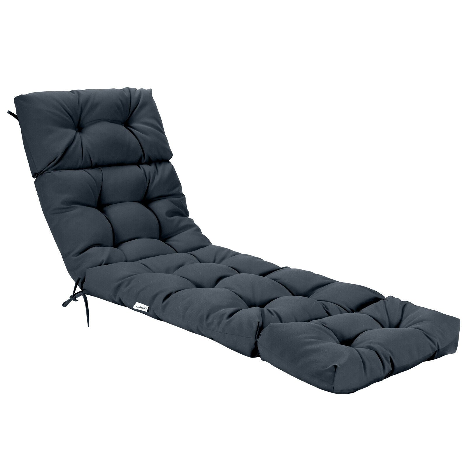 Outdoor Lounge Chaise Cushion with String Ties for Garden Poolside-Gray