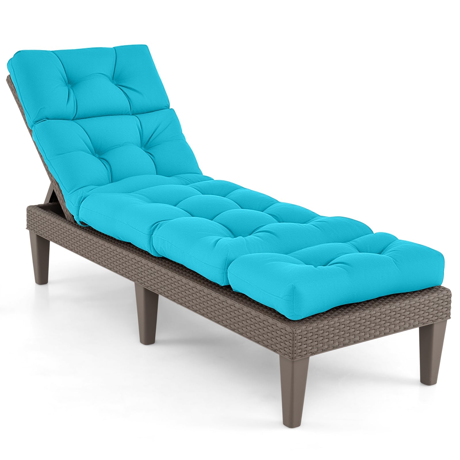 Outdoor Lounge Chaise Cushion with String Ties for Garden Poolside-Green