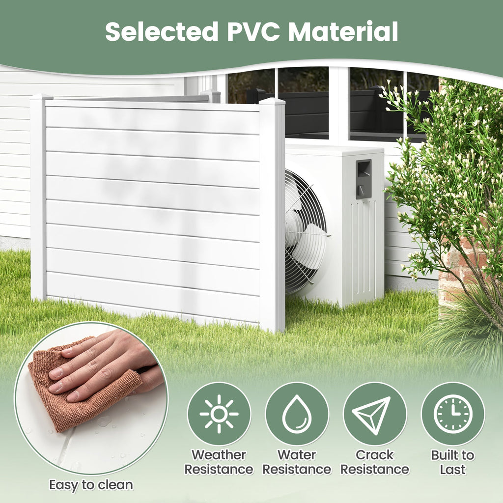 Outdoor PVC Air Conditioner Fence with 20 Inch Long Stakes-White