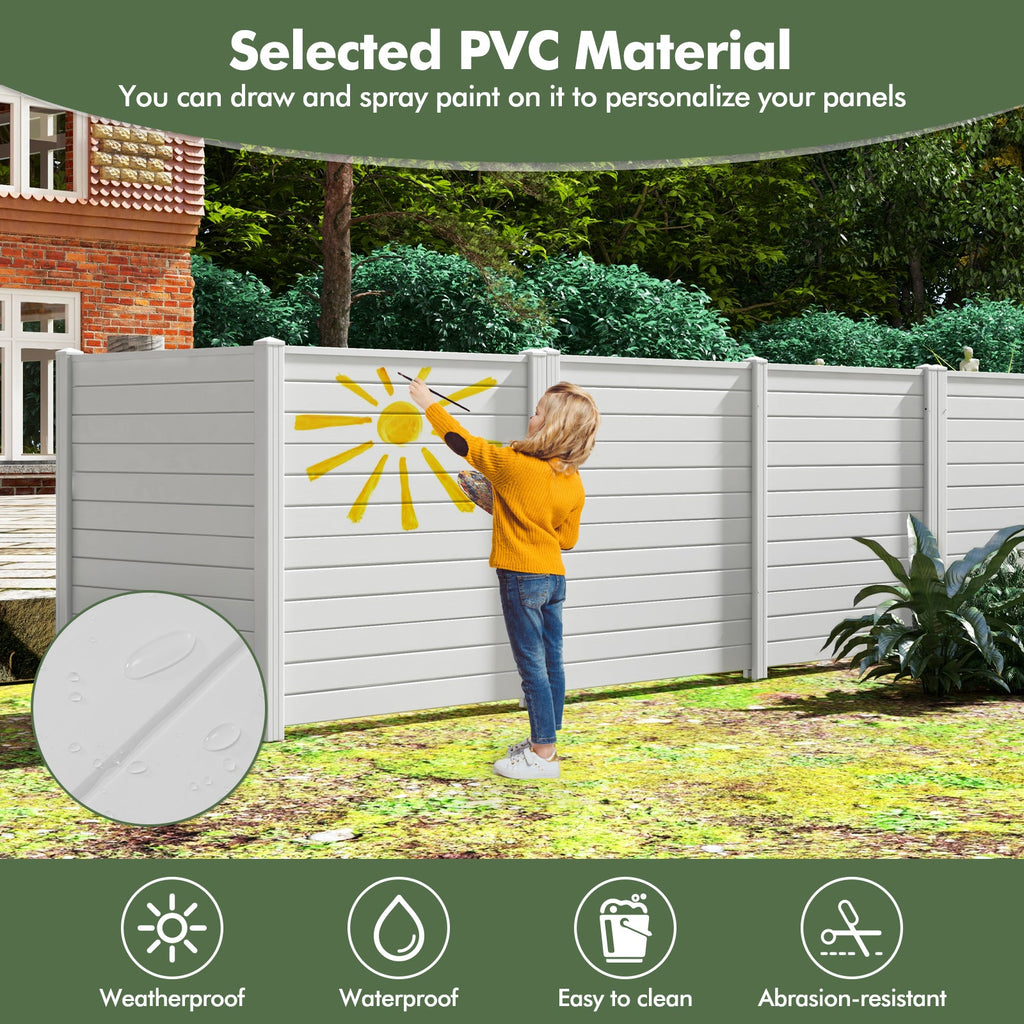Freestanding 48 x 48 Inch Air Conditioner Fence with Metal Ground Stakes-White