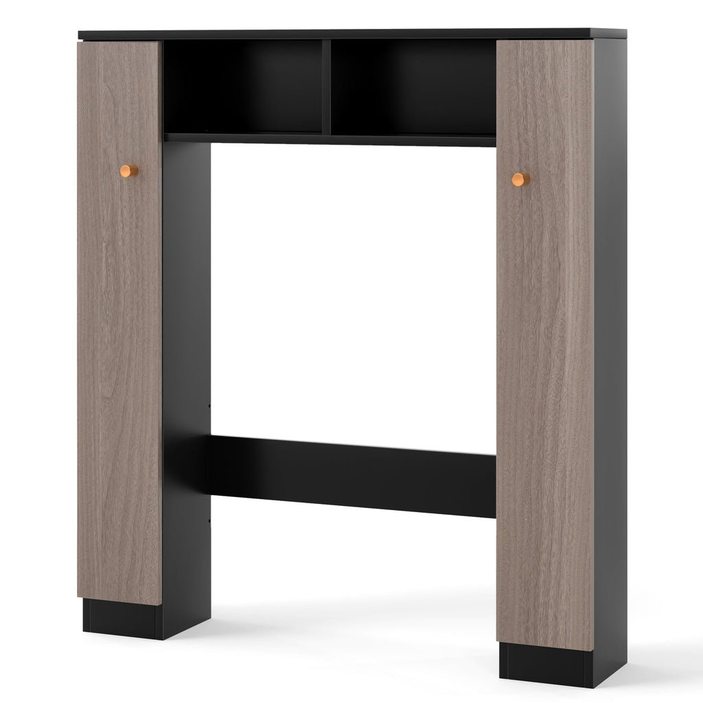 Over The Toilet Storage Cabinet with 2 Open Compartments and 4 Adjustable Shelves-Black