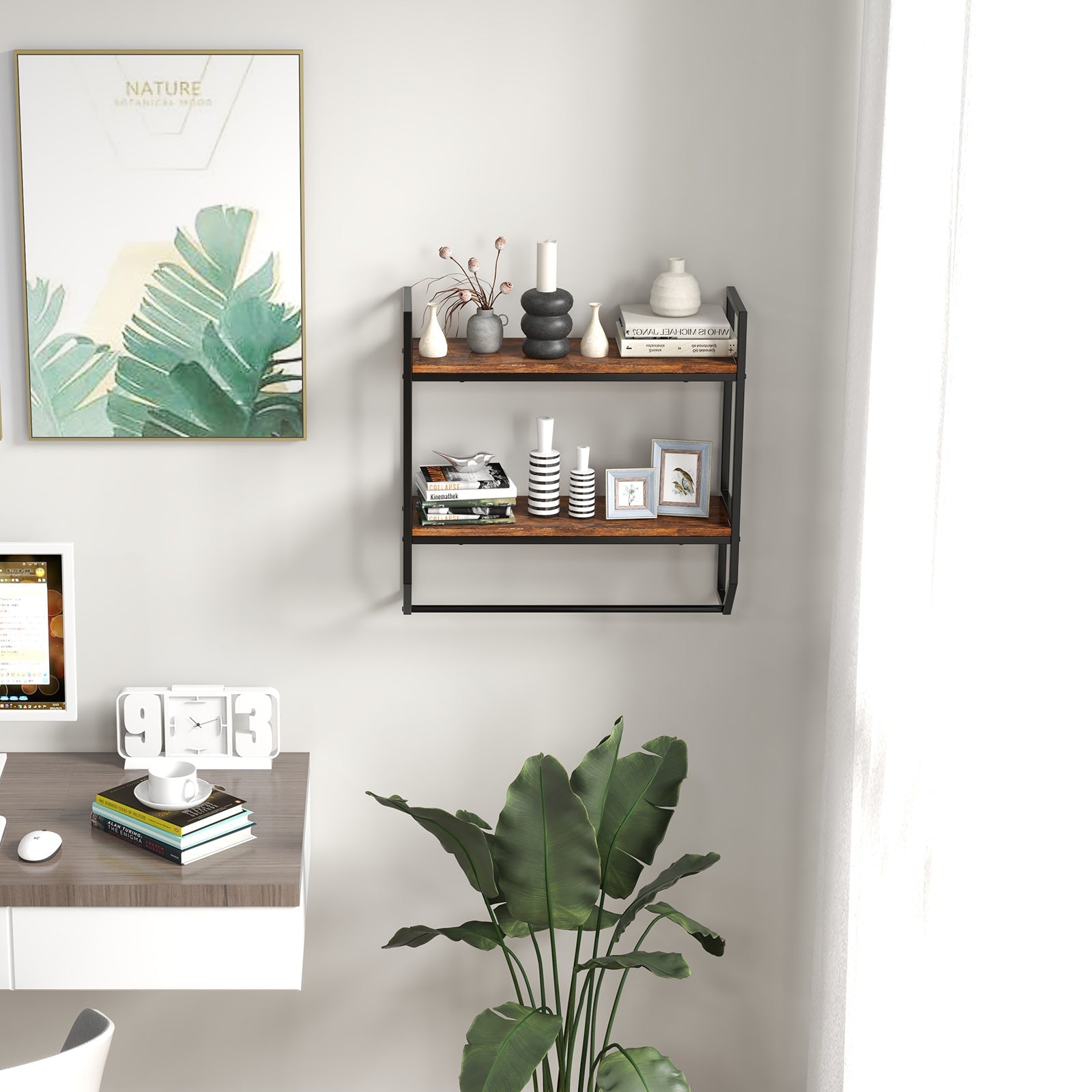 Over the Toilet Shelf Wall Mounted with Metal Frame for Bathroom