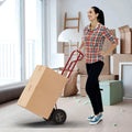 P-Handle Hand Truck with Foldable Load Plate for Warehouse Garage-Red