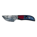 Damascus Survival Knife - Genuine Leather Sheath - Wood Carved Handle - 3" Inch Blade