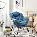 Modern Polyester Fabric Lazy Chair with Steel Frame and Side Pocket-Navy