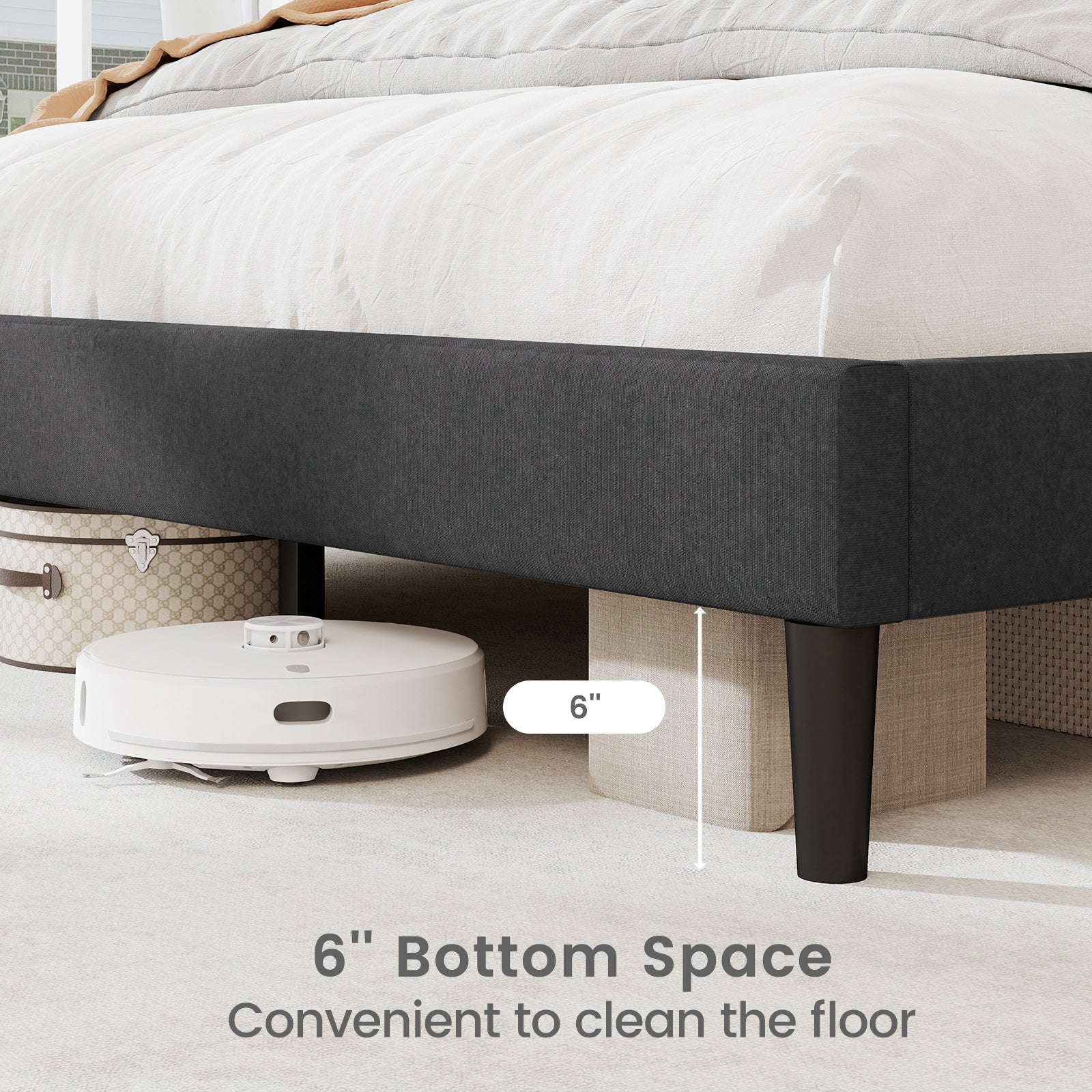 Twin/Full/Queen Size Upholstered Platform Bed Frame with High Headboard-Queen Size