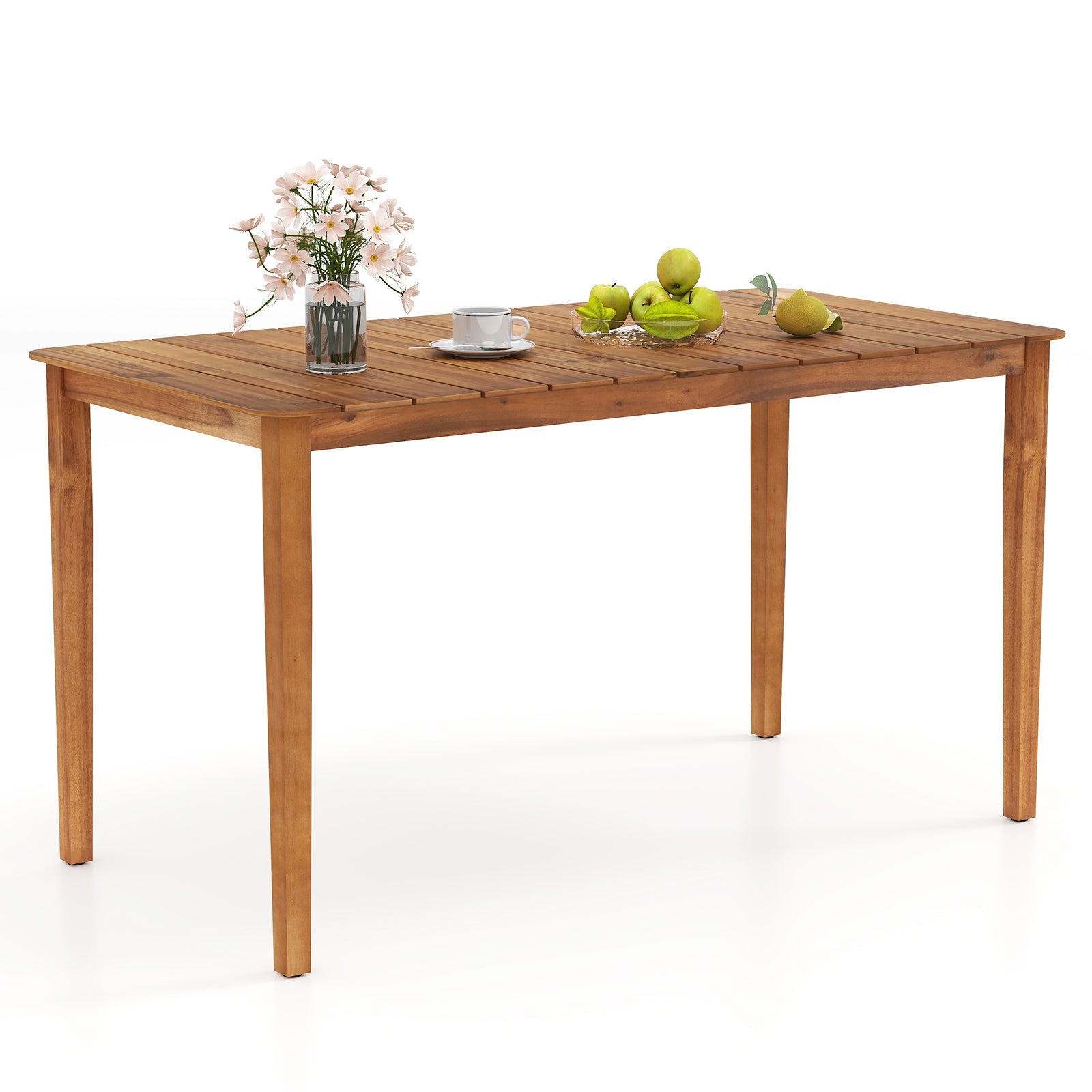 Rectangular Outdoor Dining Table Acacia Wood for 4-6 People