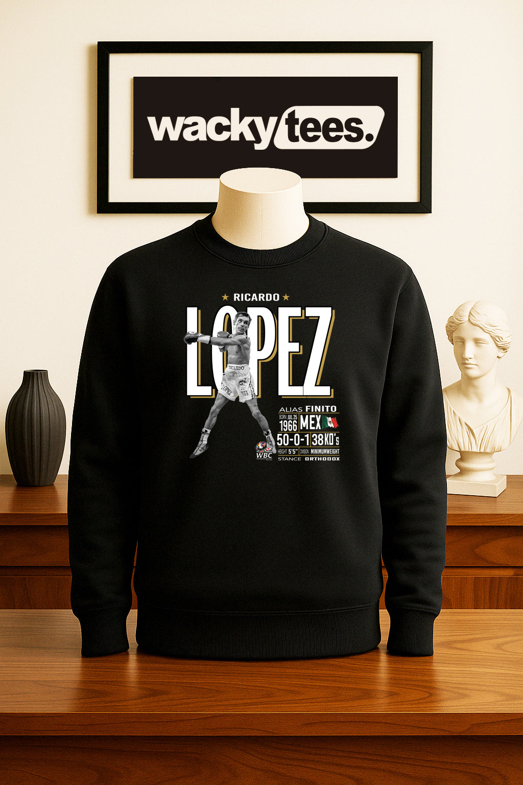 Ricardo Lopez Tale of the Tape Mexico Mexican Boxing Stats Graphic Tee Shirt