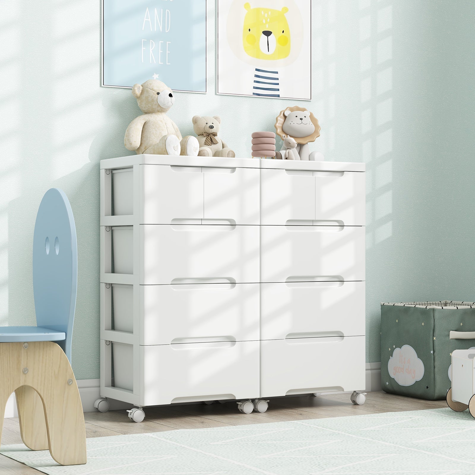 Rolling Storage Cabinet with Universal Wheels and 5/6/7 Drawers-5 Drawers