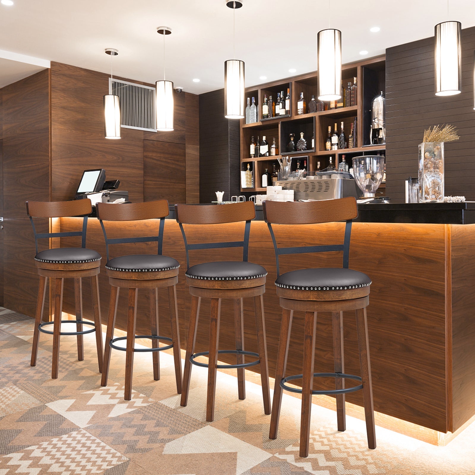 Set of 2 30.5 Inch Swivel Pub Height Bar Stool