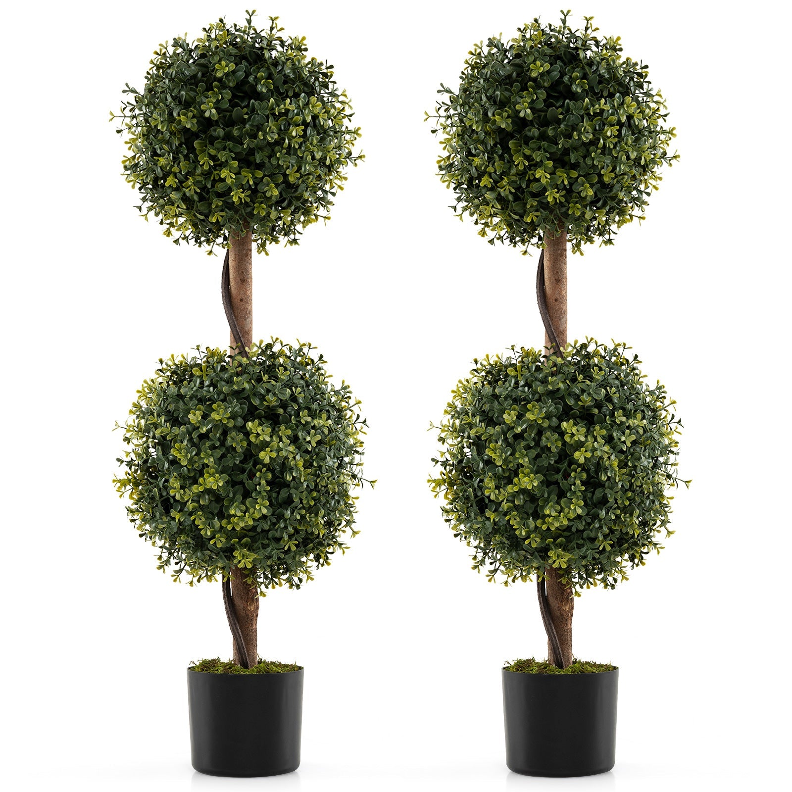 Set of 2 Artificial Double Topiary Ball Trees