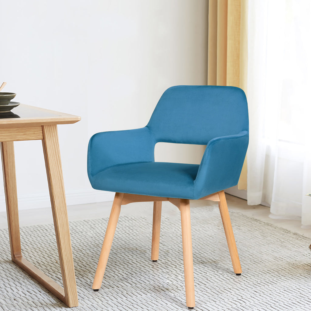 Set of 2 Modern Accent Armchairs-Blue