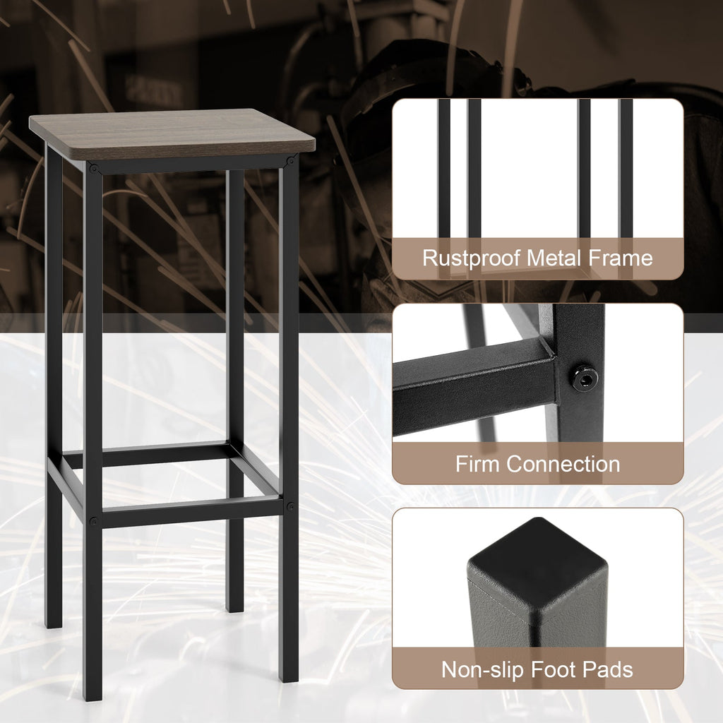 Set of 4 Bar Stool Set 26 Inch Bar Chair with Metal Legs and Footrest-Gray