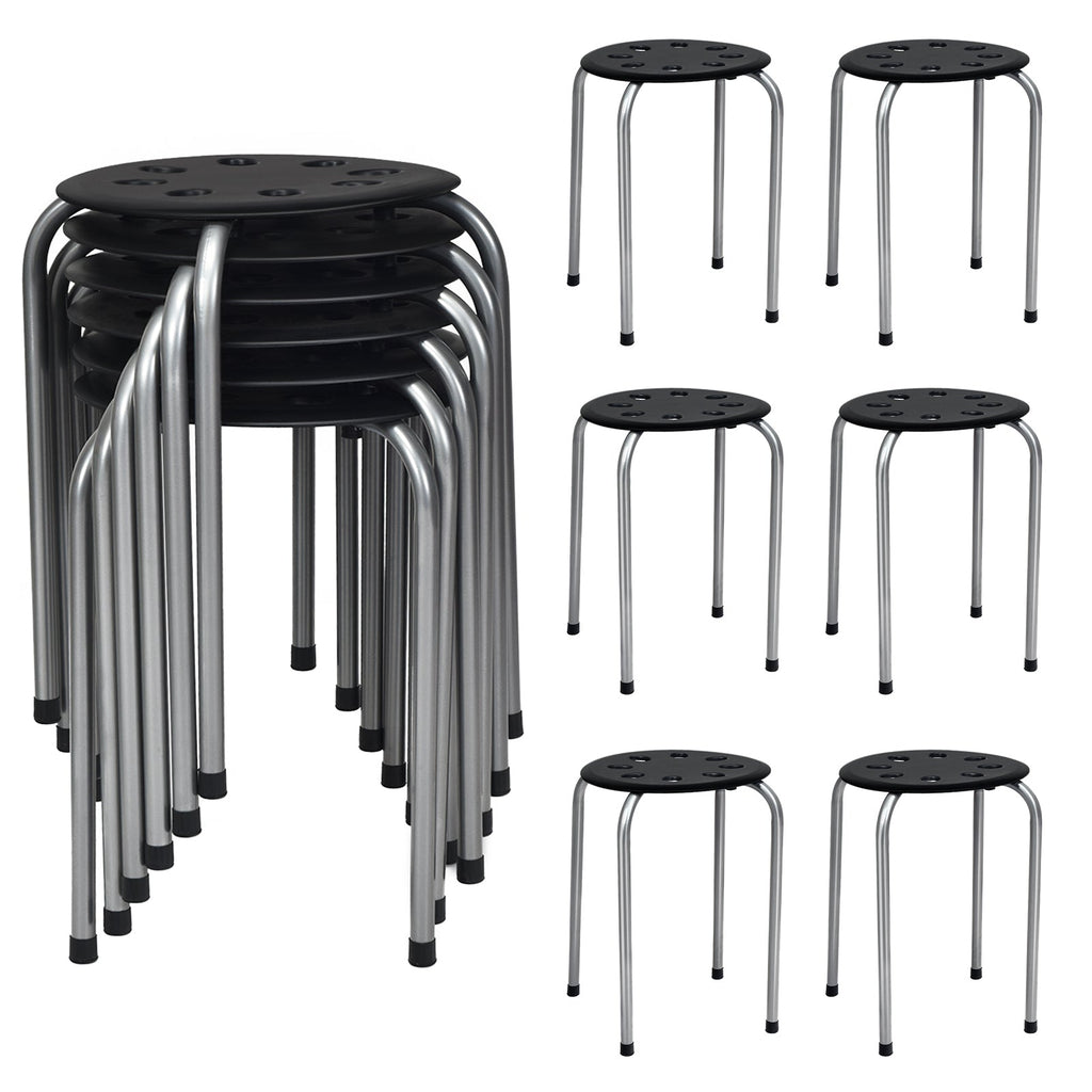 Set of 6 Portable Plastic Stack Stools -Gray