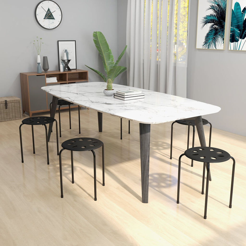 Set of 6 Portable Plastic Stack Stools-Black