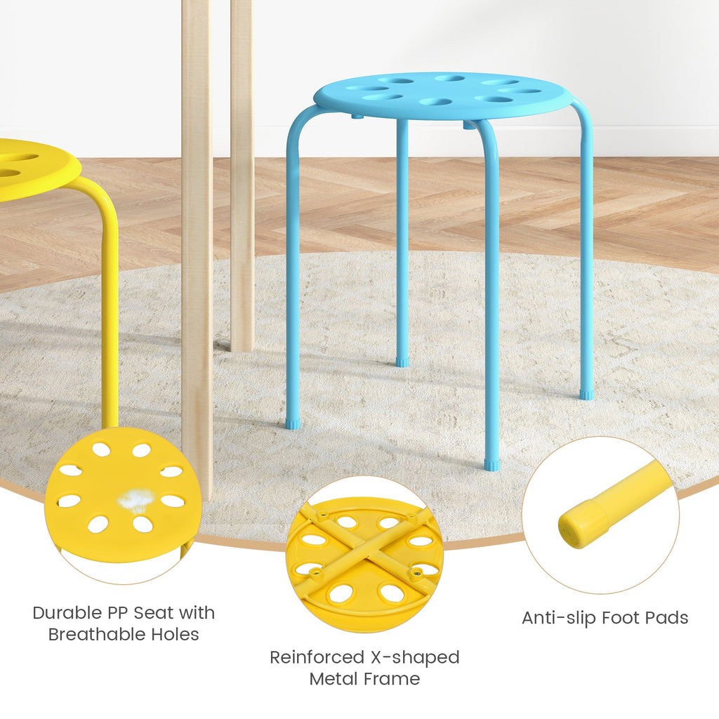 Set of 6 Portable Plastic Stack Stools-Multicolor