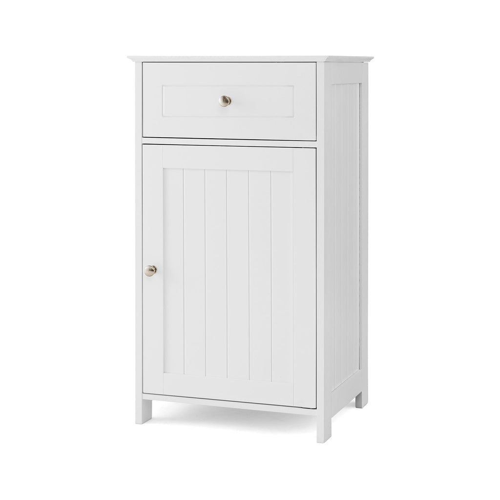 Single Door Bathroom Cabinet with Adjustable Shelf and Drawer-White