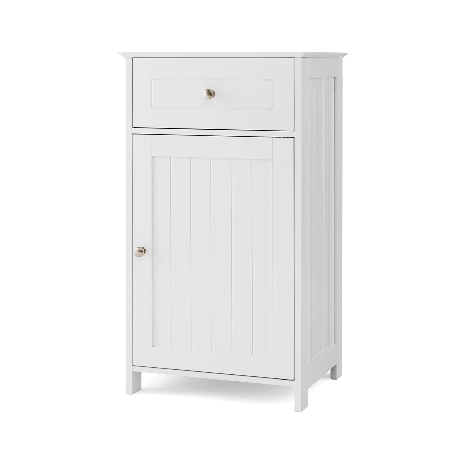 Single Door Bathroom Cabinet with Adjustable Shelf and Drawer-White