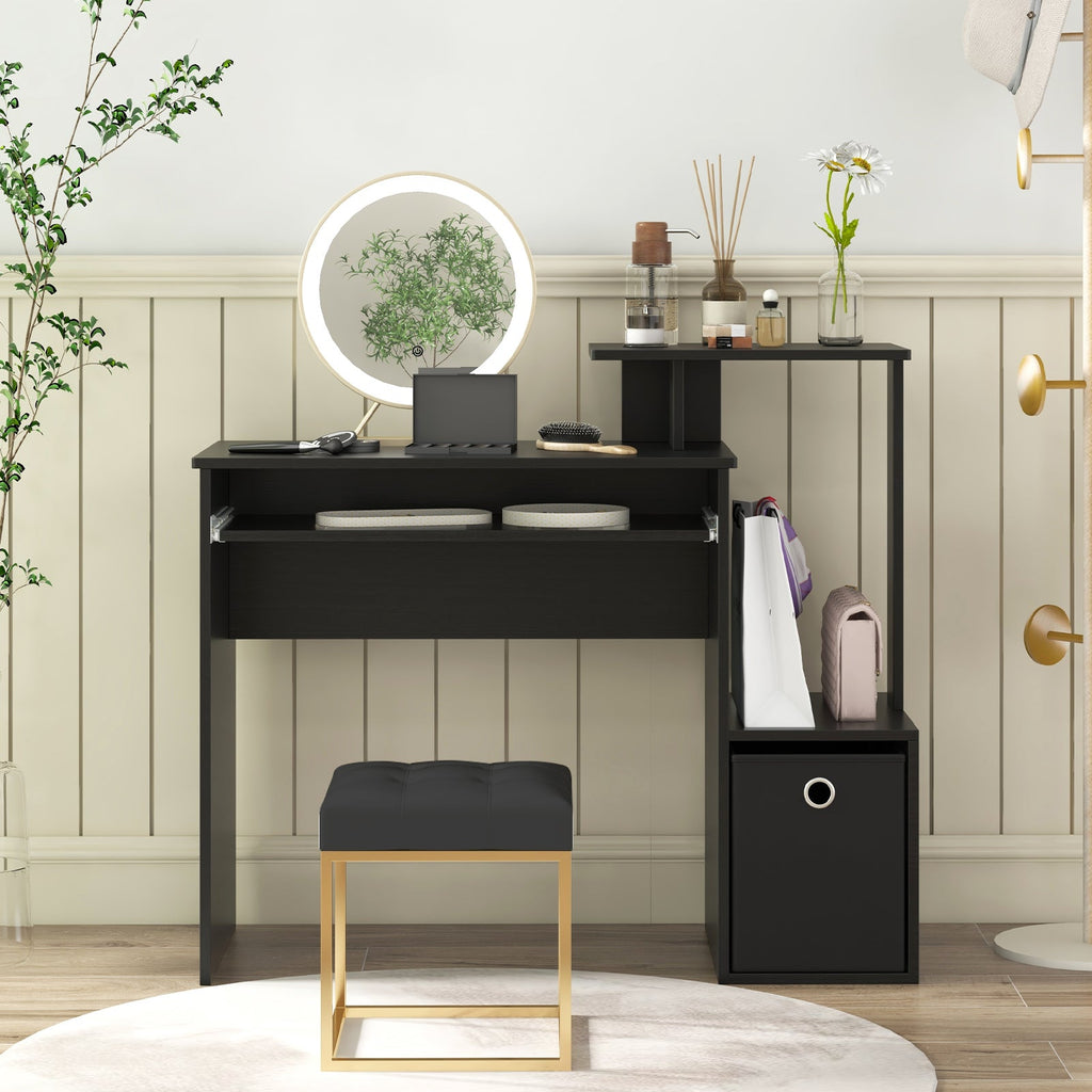 Space-saving Computer Desk with Pull-out Keyboard Tray-Black