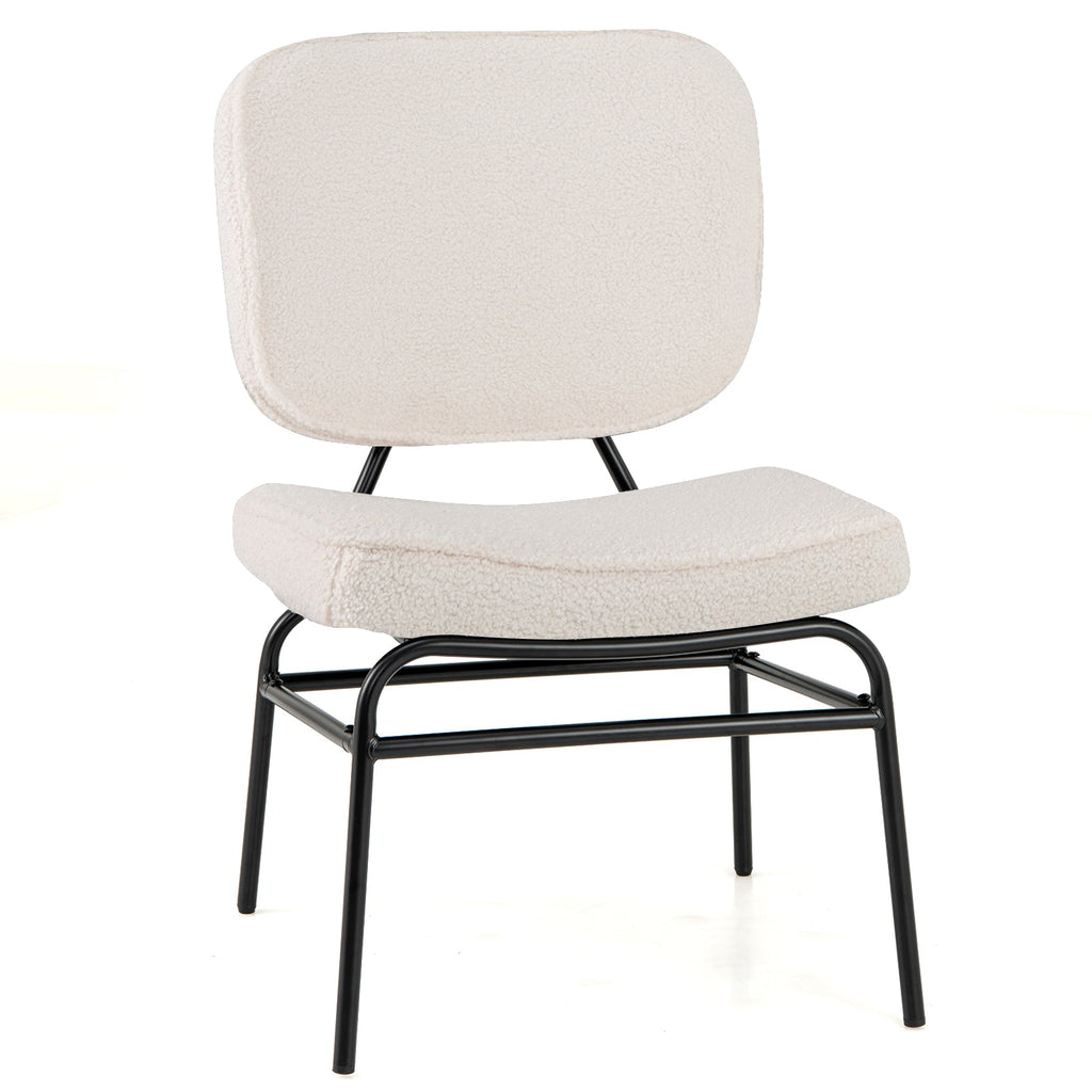 Upholstered Accent Chair Sherpa Reading Chair with Sponge Padding-Beige