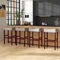 29 Inch Set of 2 Height Upholstered Bar Stool with Solid Rubber Wood Legs and Footrest-Gray