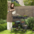 Vertical Raised Garden Bed with 7 Planter Boxes and Storage Baskets-Black