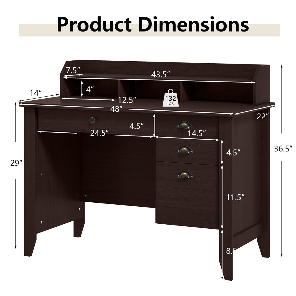 Computer Desk PC Laptop and Writing Table Workstation -Brown