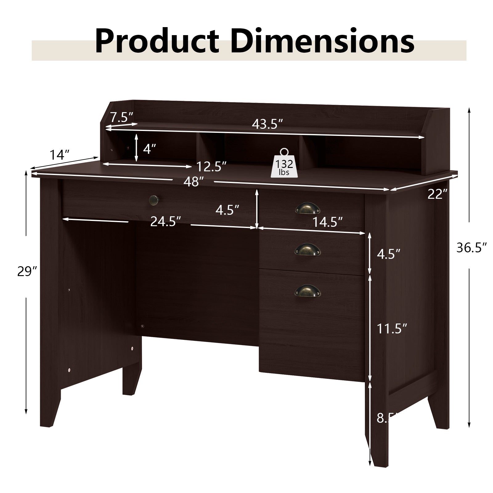 Computer Desk PC Laptop and Writing Table Workstation -Brown