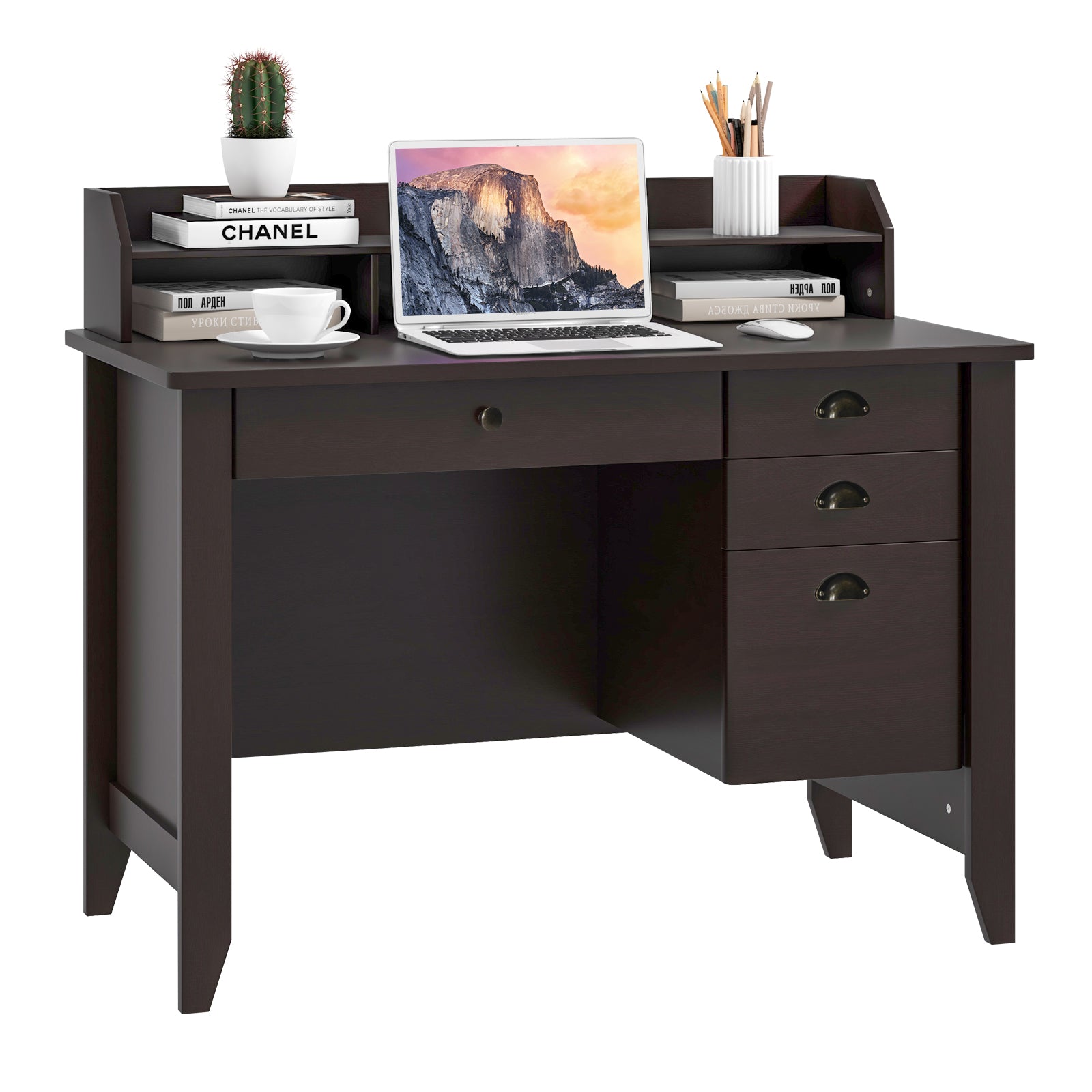 Computer Desk PC Laptop and Writing Table Workstation -Brown