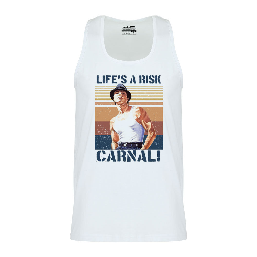 Lifes A Risk Carnal El Gallo Negro Blood In Blood Out Vatos Locos Graphic Tee Shirt