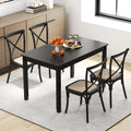 48-Inch Wooden Dining Table for 4 People Rectangular Kitchen Table with Rubber Wood Legs-Black