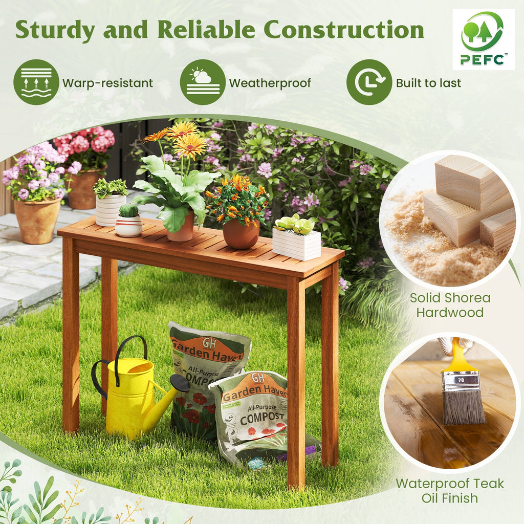 Wooden Plant Stand Outdoor Indoor Solid Wood Flower Pot Holder Display Shelf-M