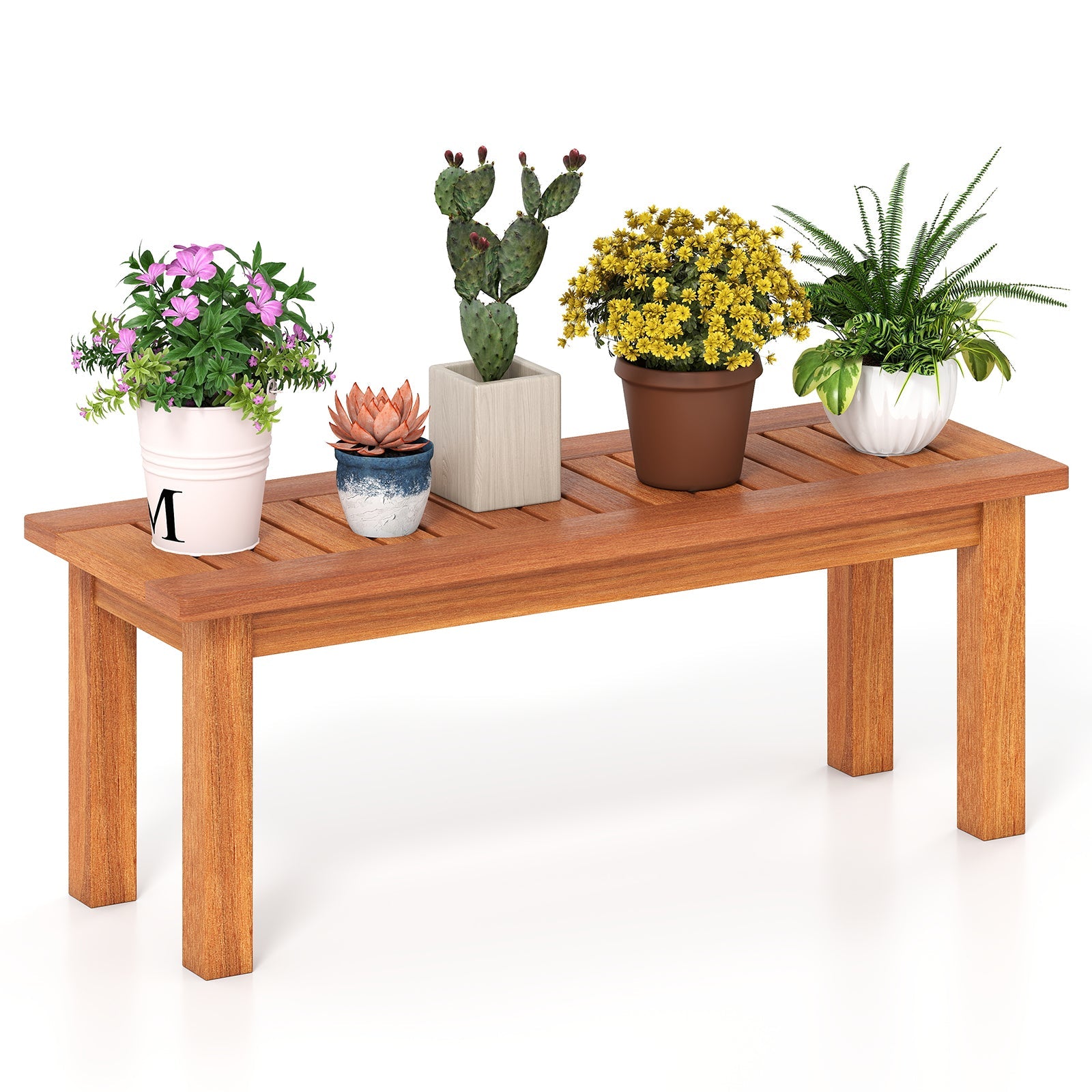 Wooden Plant Stand Outdoor Indoor Solid Wood Flower Pot Holder Display Shelf-S