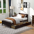 Twin Size Bed Frame with Storage Drawers-Espresso