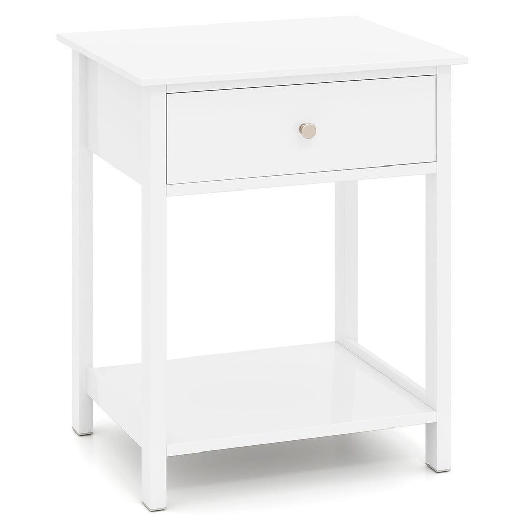 Wooden Storage Shelf with Drawer for Bedroom and Living Room-White