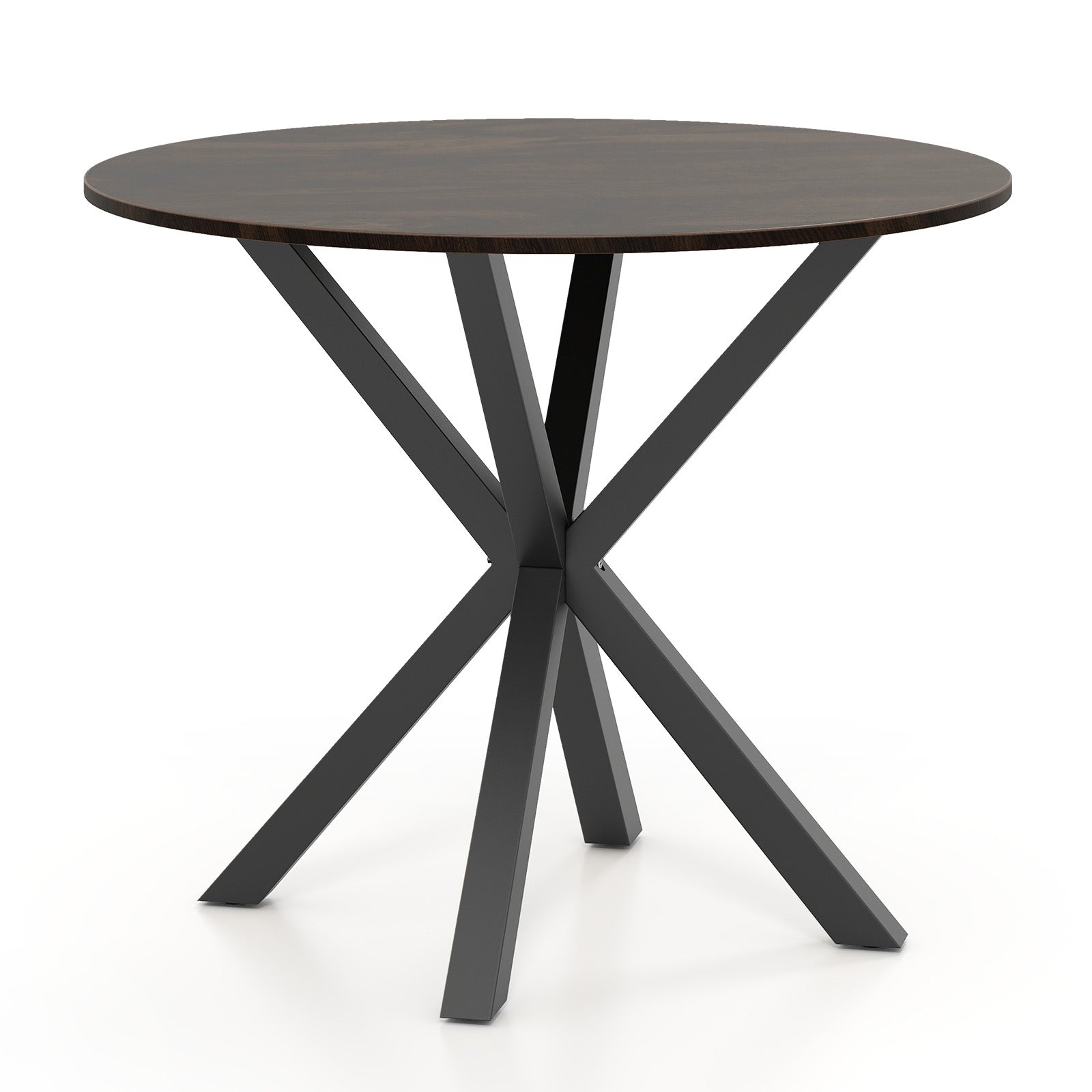 36 Inch Wood Dining Table with Intersecting Pedestal Base for 2-4 People-Brown