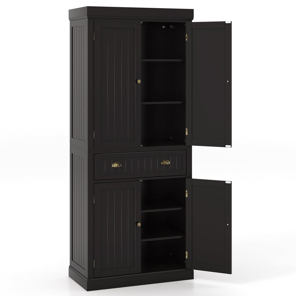 Cupboard Freestanding Kitchen Cabinet w/ Adjustable Shelves-Dark Brown