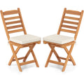 Patio Folding Chairs Set of 2 with Soft Seat Cushion-A