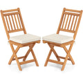 Patio Folding Chairs Set of 2 with Soft Seat Cushion-B