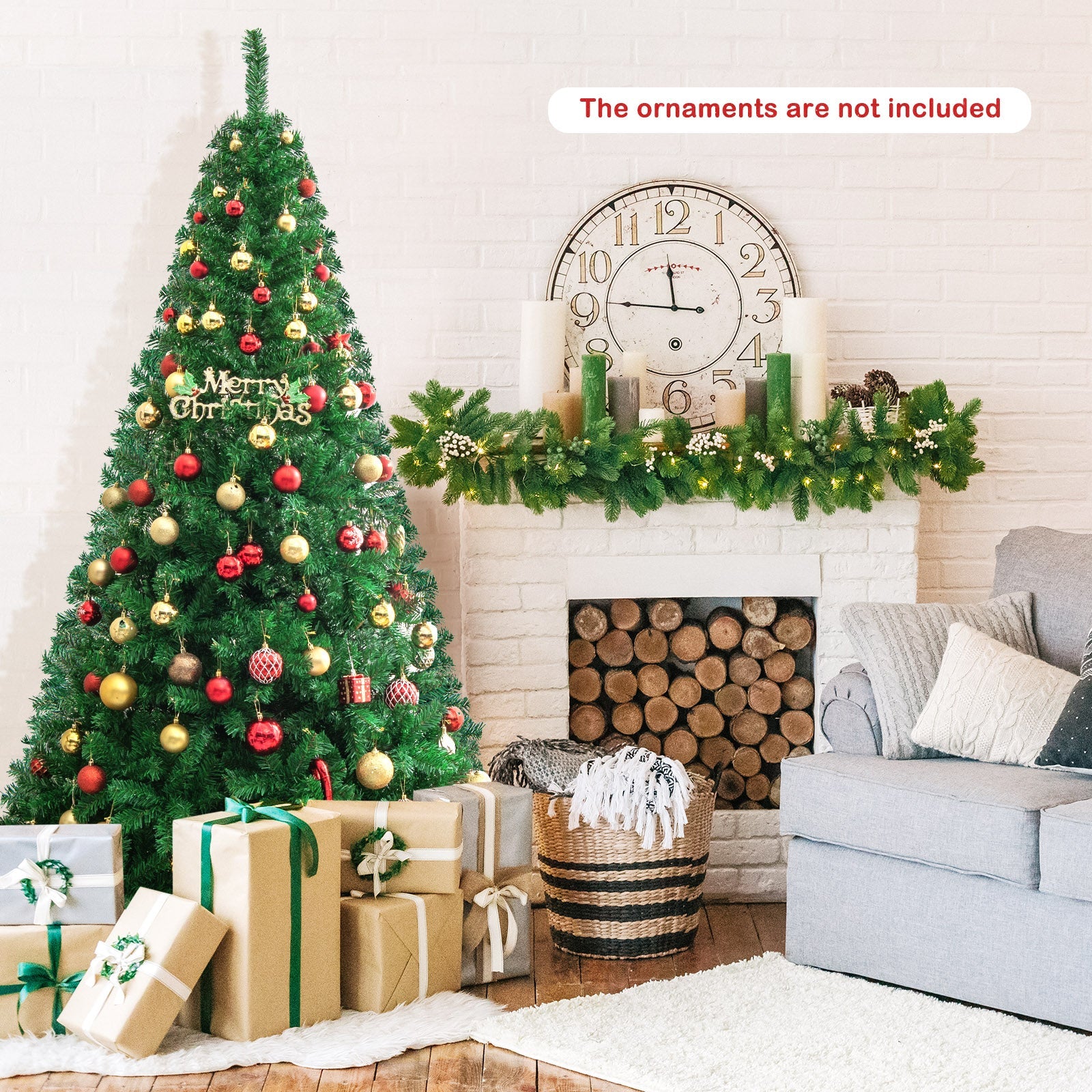 Artificial PVC Christmas Tree with Solid Metal Stand-7 ft