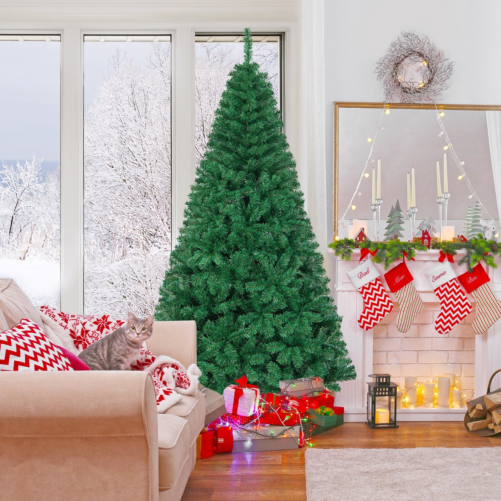 Artificial PVC Christmas Tree with Solid Metal Stand-7 ft