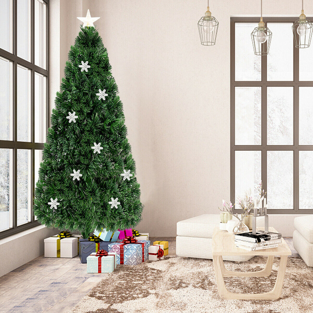LED Optic Artificial Christmas Tree with Snowflakes-6 Feet