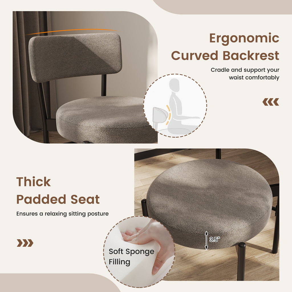 Dining Chair Set of 2 with Curved Backrest and Padded Seat-Gray