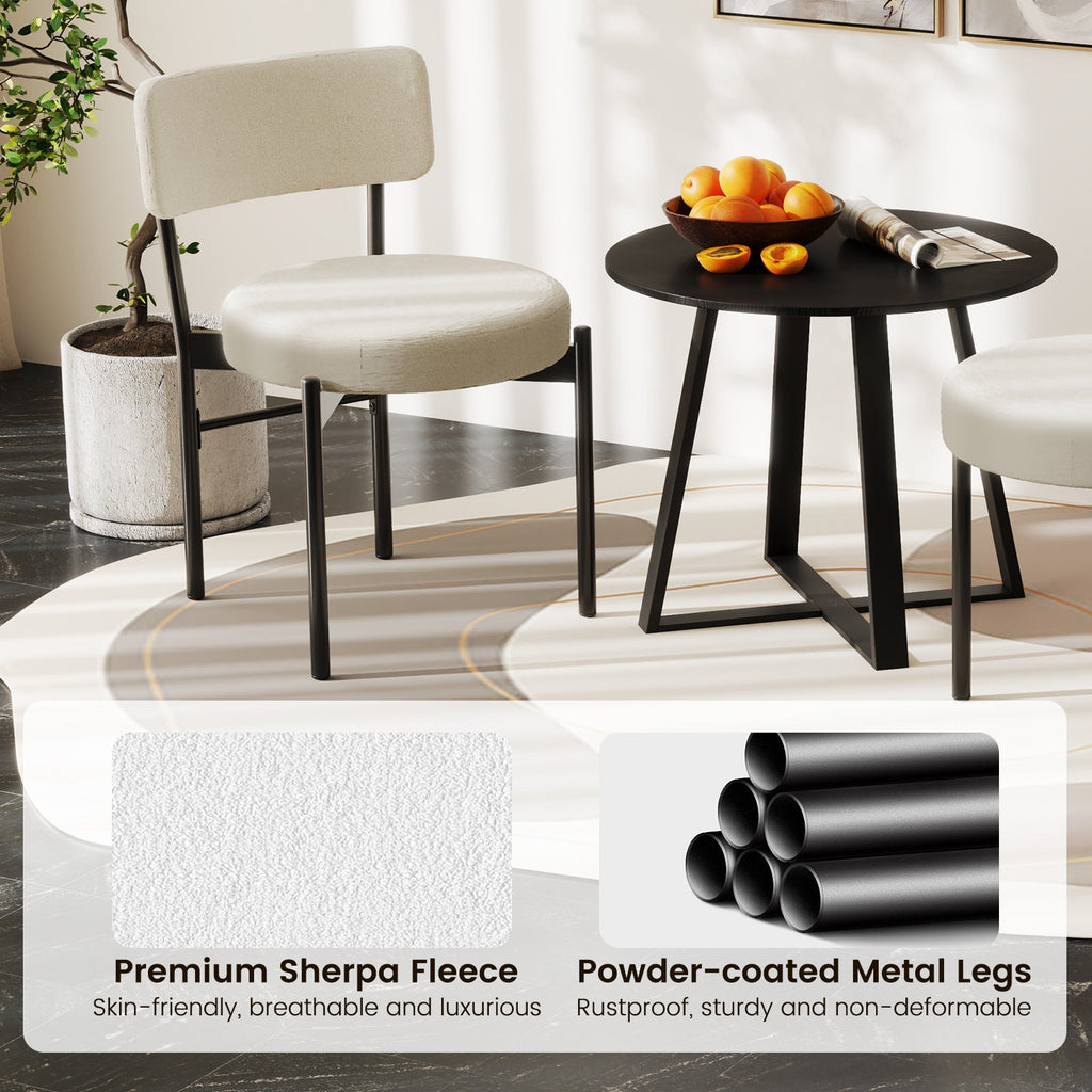 Dining Chair Set of 2 with Curved Backrest and Padded Seat-White