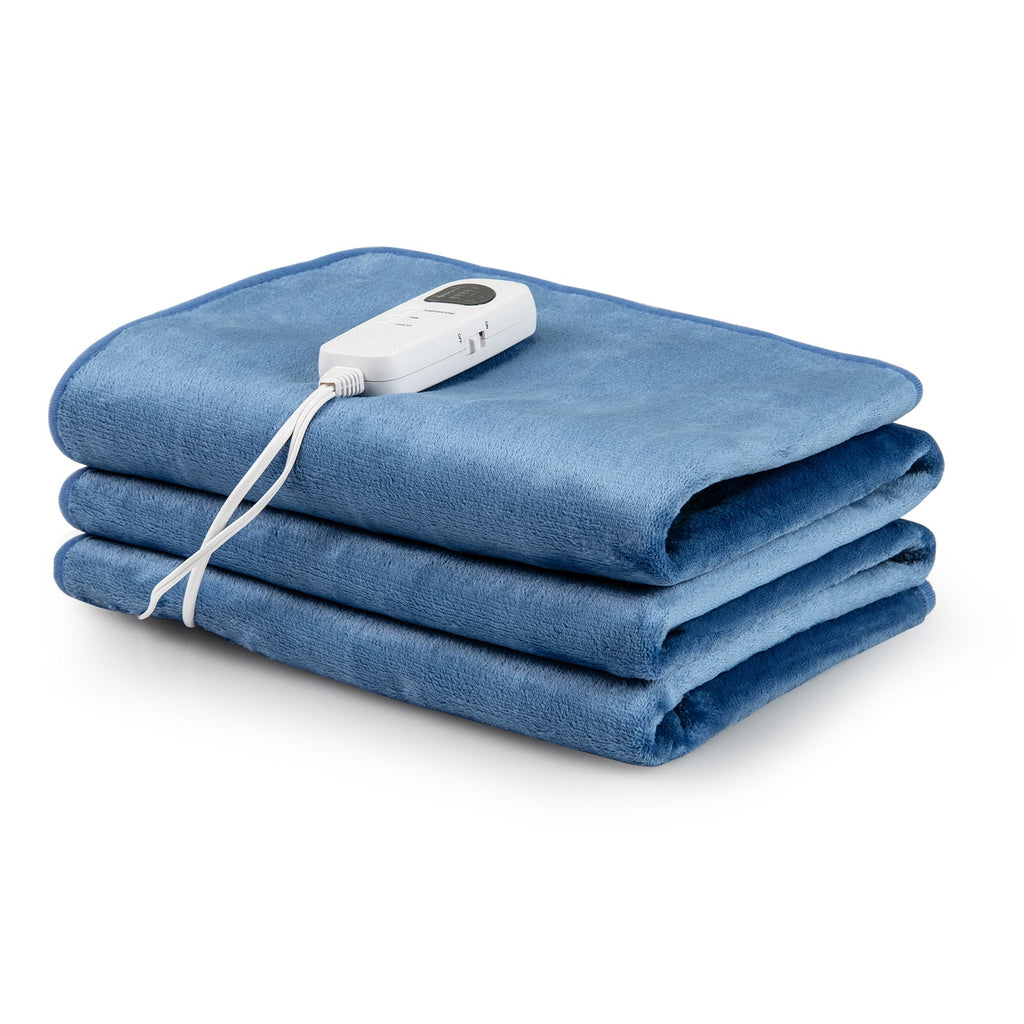 Electric Heated Mattress Pad with 5 Heating Levels and Overheat Protection-Blue