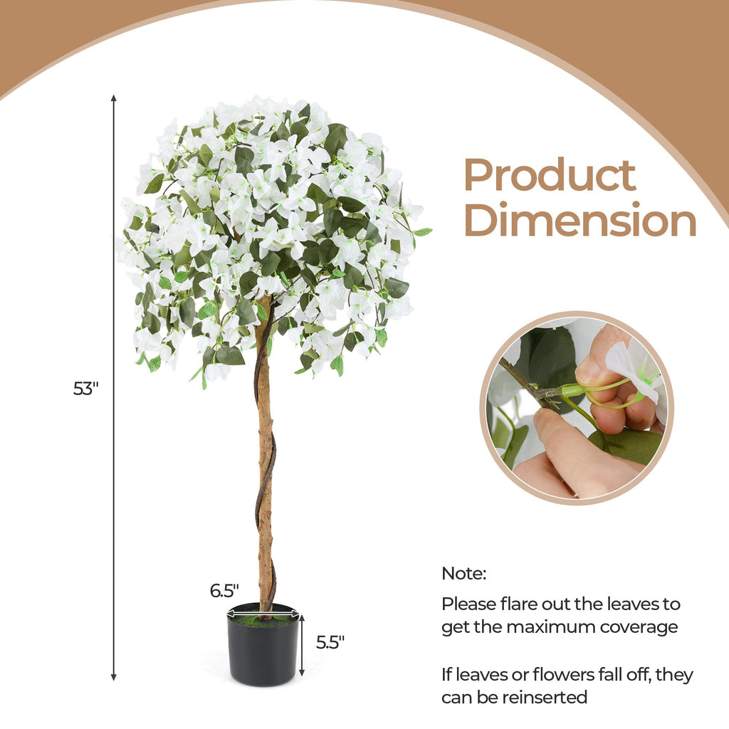 4.5 Feet Artificial Azalea Tree with Cement Pot-White