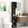 Freestanding Slim Bathroom Cabinet with Drawer and Adjustable Shelves-Black